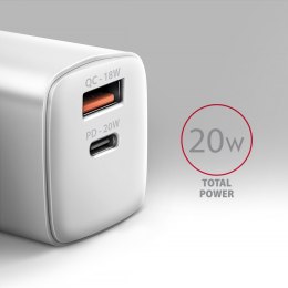 AXAGON AXAGON Wallcharger 2x port (USB-A + USB-C), 20W | ACU-PQ20W