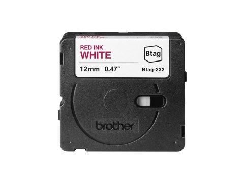 Brother Brother BTAG-232 BTAG232 12mm Red on white tape