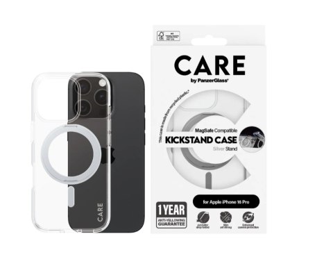 CARE CARE by PanzerGlass Case Feature Silver Kickstand & MagSafe iPhone16 PRO | CARE