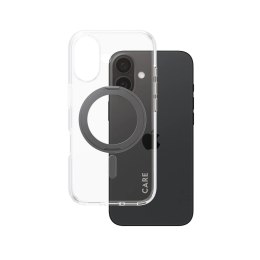 CARE CARE by PanzerGlass Feature Case Transparent w. Black Kickstand & MagSafe iPhone 16 | CARE