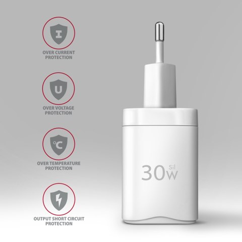 AXAGON AXAGON Wall Charger 2x port (USB-A+USB-C), 30W | ACU-PQ30W