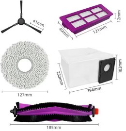 Midea Midea V15 Spare Parts kit: 1x Side Brush, 2x Mop Pad, 1x Roller Brush, 1x Filter, 1x Dust Bag