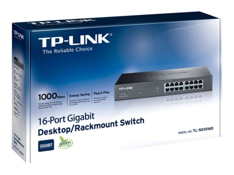TP-LINK TP-LINK | Przełącznik | TL-SG1016D | Niezarządzalny | Biurkowy/do montażu w szafie | Ilość portów 10/100 Mb/s (RJ-45) | Ilość po