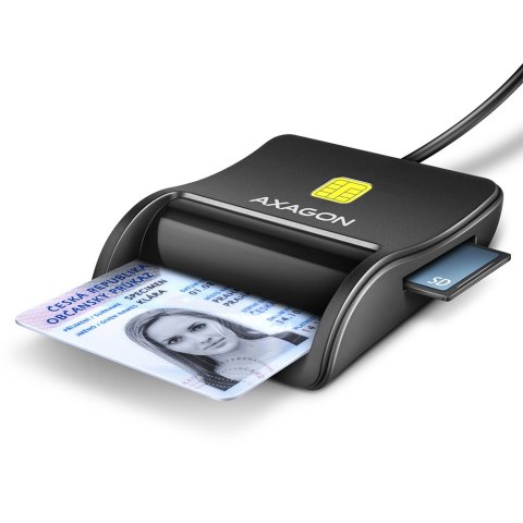 AXAGON AXAGON Compact desktop USB contact Smart/ID & SD/microSD/SIM card reader with long, USB-A cable | CRE-SM3SD