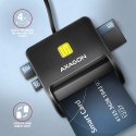 AXAGON AXAGON Compact desktop USB contact Smart/ID & SD/microSD/SIM card reader with long, USB-A cable | CRE-SM3SD