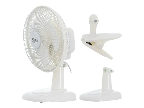 Adler Adler | Fan with clip | AD 7317 | Table Fan | White | Diameter 15 cm | Number of speeds 2 | 30 W | No