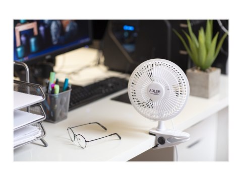 Adler Adler | Fan with clip | AD 7317 | Table Fan | White | Diameter 15 cm | Number of speeds 2 | 30 W | No
