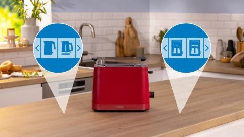 Bosch Bosch Compact Toaster | TAT3M124 MyMoment | Number of slots 2 | Housing material Plastic | Red