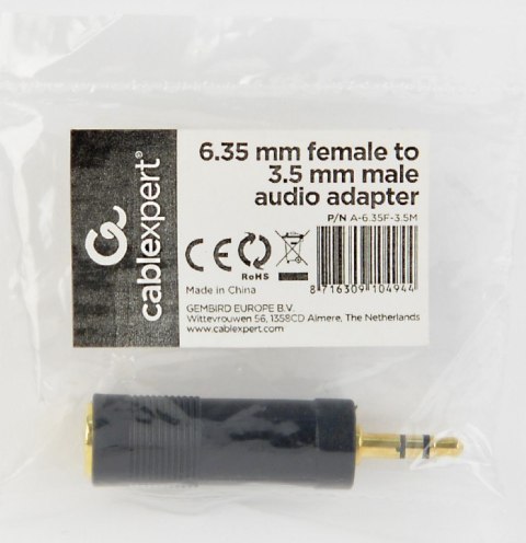 Cablexpert Cablexpert 6.35 mm female to 3.5 mm male audio adapter | A-6.35F-3.5M