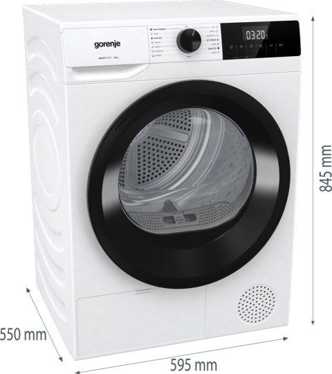 Gorenje Gorenje Dryer Machine | DHNE82 | Energy efficiency class Class A++ | Front loading | 8 kg | LED | Depth 55 cm | White