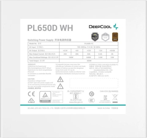 Deepcool Zasilacz Deepcool PL650D-FC, biały