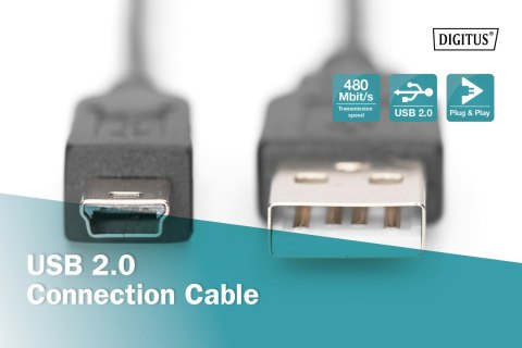 Digitus Kabel połączeniowy Digitus, 1,8 m | AK-300108-018-S | USB Typ A do USB Mini B