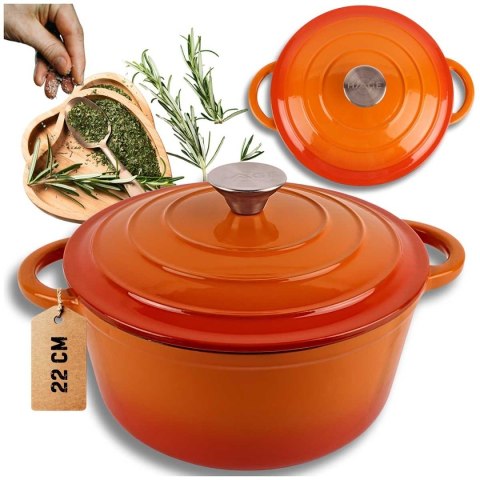 EMALIOWANY GARNEK ŻELIWNY 22cm 3L HAGE ORANGE