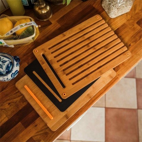 Fiskars 1057550 deska do krojenia Prostokątny Bambusowy, Plastik Bambusowy, Czarny