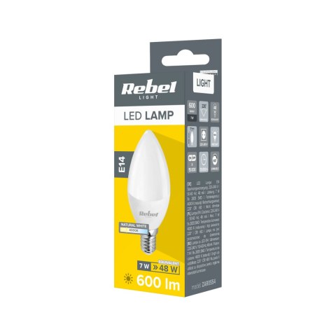 ZAR0554 Lampa Led Rebel świeca 7W, E14,4000K, 230V LECHPOL