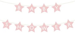 KX4578_1 Baner napis na baby shower gwiazdki jasnoróżowe 290cm x 16,5cm PARTYDECO