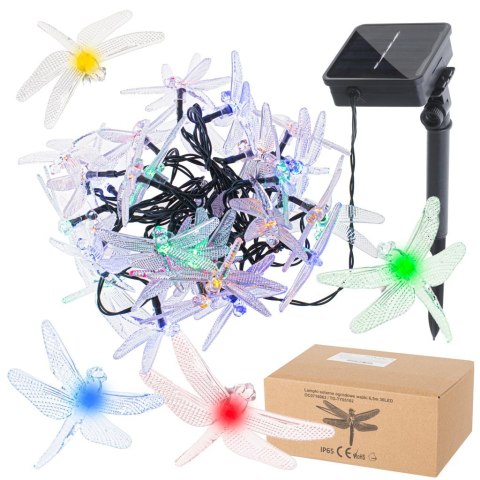 KX4968_1 Lampki ogrodowe solarne ważki 6,5m 30LED multikolor KONTEXT