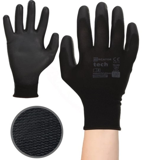 Rękawice Robocze MERCATOR Tech Black+Black PU - 1 Para (7 - S)