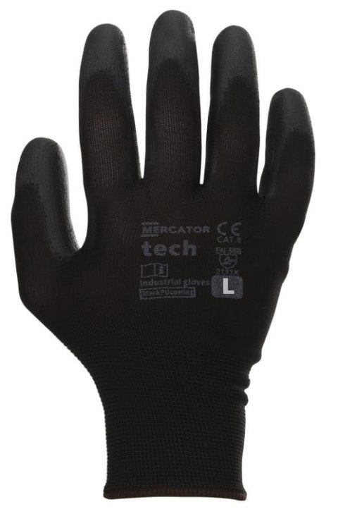 Rękawice Robocze MERCATOR Tech Black+Black PU - 1 Para (9 - L)