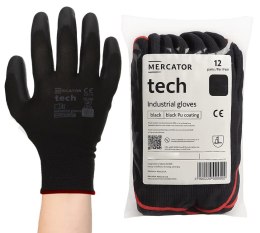 Rękawice Robocze MERCATOR Tech Black+Black PU - 12 Par (10 - XL)