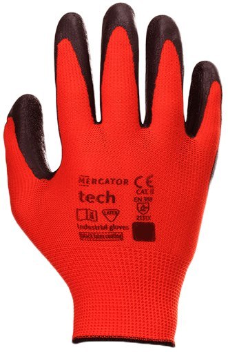 Rękawice Robocze MERCATOR Tech Red+Black Latex - 12 Par (10 - XL)