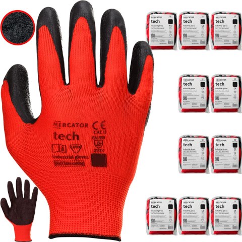 Rękawice Robocze MERCATOR Tech Red+Black Latex - 120 Par (10 - XL)