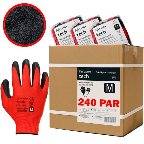 Rękawice Robocze MERCATOR Tech Red+Black Latex - 240 Par (7 - S)