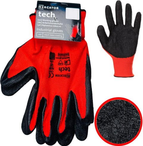 Rękawice Robocze MERCATOR Tech Red+Black Latex - 1 Para (9 - L)
