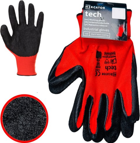 Rękawice Robocze MERCATOR Tech Red+Black Latex - 1 Para (9 - L)