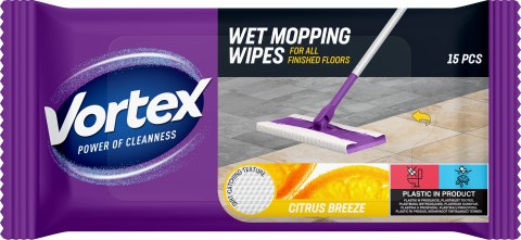 VORTEX Ściereczki do mycia podłóg 15 szt. Citrus Breeze