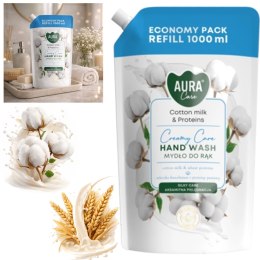 AURA Care Mydło Do Rąk Uzupełniające Mleczko Bawełniane i Proteiny 1000 ml AHW-002-004