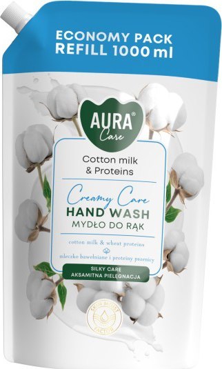 AURA Care Mydło Do Rąk Uzupełniające Mleczko Bawełniane i Proteiny 1000 ml AHW-002-004