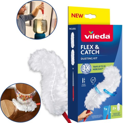 Miotełka do kurzu z krótką rączką + 2 wkłady Vileda Flex&Catch