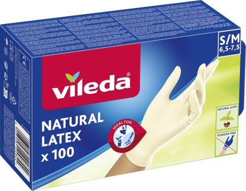 Rękawice lateksowe Vileda Natural Latex S/M 100 szt.