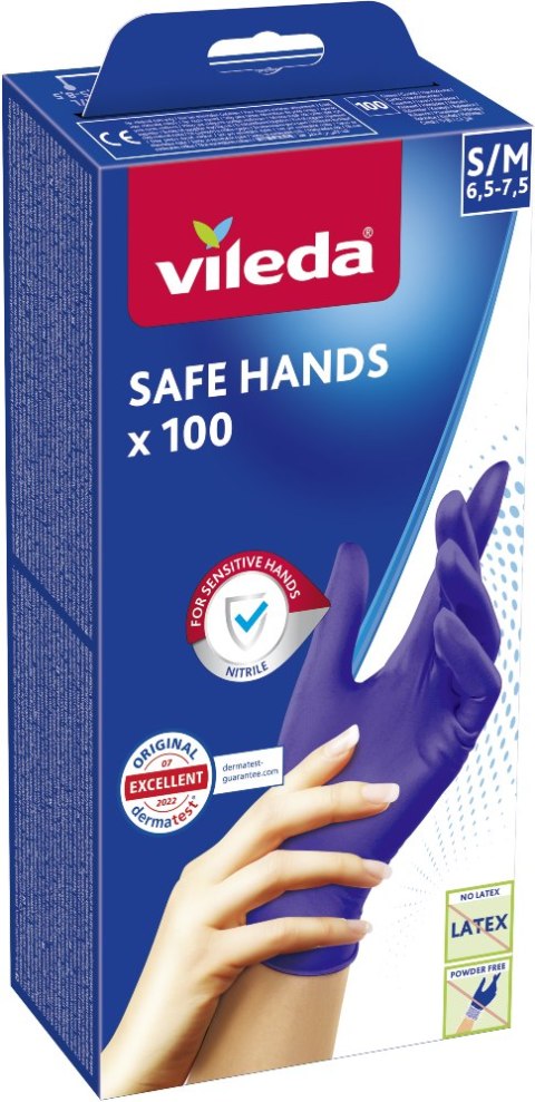 Rękawice nitrylowe Vileda Safe Hands S/M 100 szt.