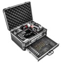 Zestaw Energy+ w walizce aluminiowej: wiertarko wkrętarka 18V 10mm, akumulator 2x2Ah, 109 akcesoriów