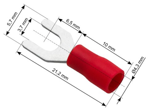 43-002# Konektor widełkowy izolowany śruba3,7 kabel 4,3mm 100szt.