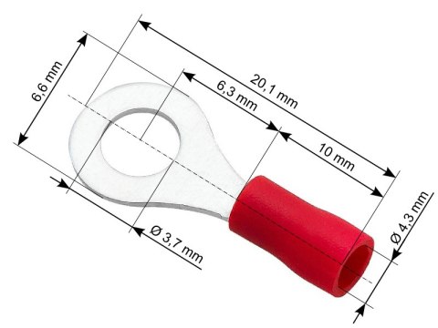 43-011# Konektor oczkowy izolowany m śruba3,7 kabel4,3mm 100szt.
