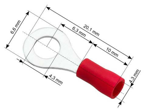 43-013# Konektor oczkowy izolowany s śruba4,3 kabel4,3mm 100szt.