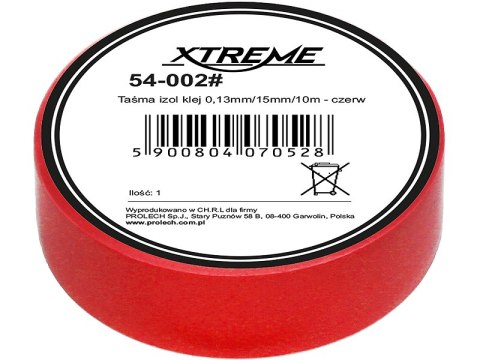 54-002# Taśma izolacyjna klejąca 0,13mm/15mm/10m - czerwona