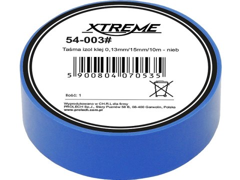 54-003# Taśma izolacyjna klejąca 0,13mm/15mm/10m - niebieska
