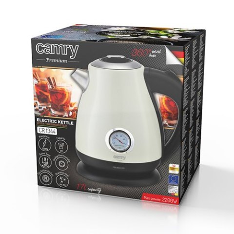 CR 1344 creme Czajnik metalowy z termometrem 1,7l