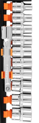 Zestaw kluczy nasadowych 1/2", 12 szt., CrV