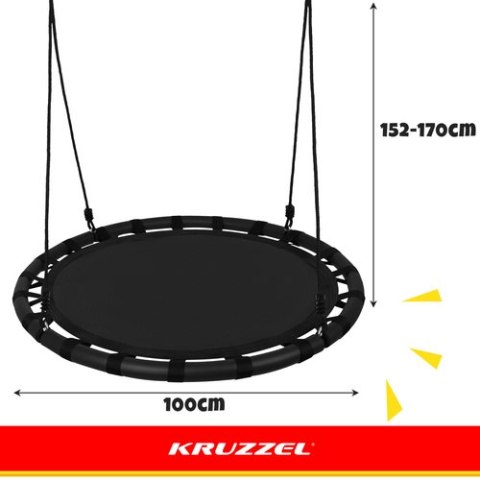 Huśtawka bocianie gniazdo 100 cm czarna