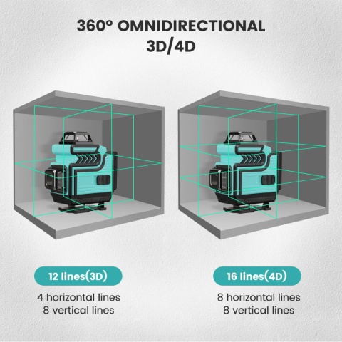 Laser krzyżowy Poziomica Laserowa MUSTOOL 40m 4D 360Stopni Poziomica laser + Akcesoria [NOWY][FV]