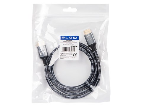 92-681# Przyłącze hdmi-hdmi 8k silver 1,5m plecionka