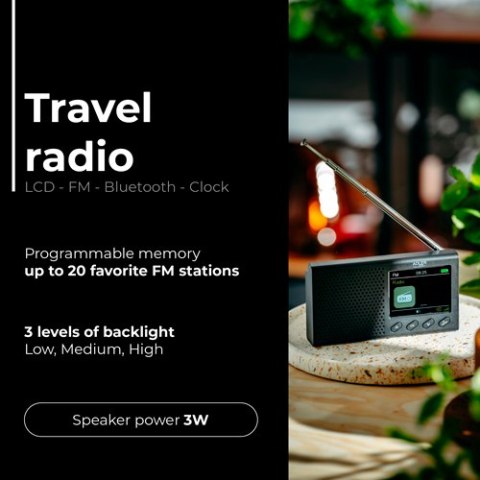 AD 1198 Radio przenośne - lcd - fm - bluetooth - zegar