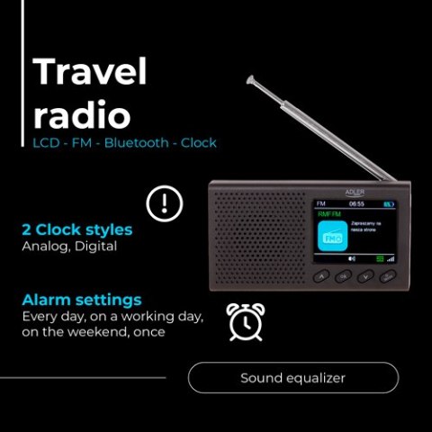 AD 1198 Radio przenośne - lcd - fm - bluetooth - zegar