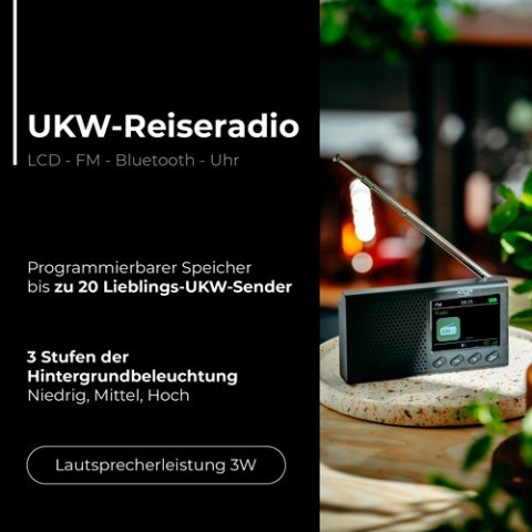 AD 1198 Radio przenośne - lcd - fm - bluetooth - zegar