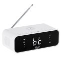 AD 1192 white Radiobudzik z bezprzewodową ładowarką i fm
